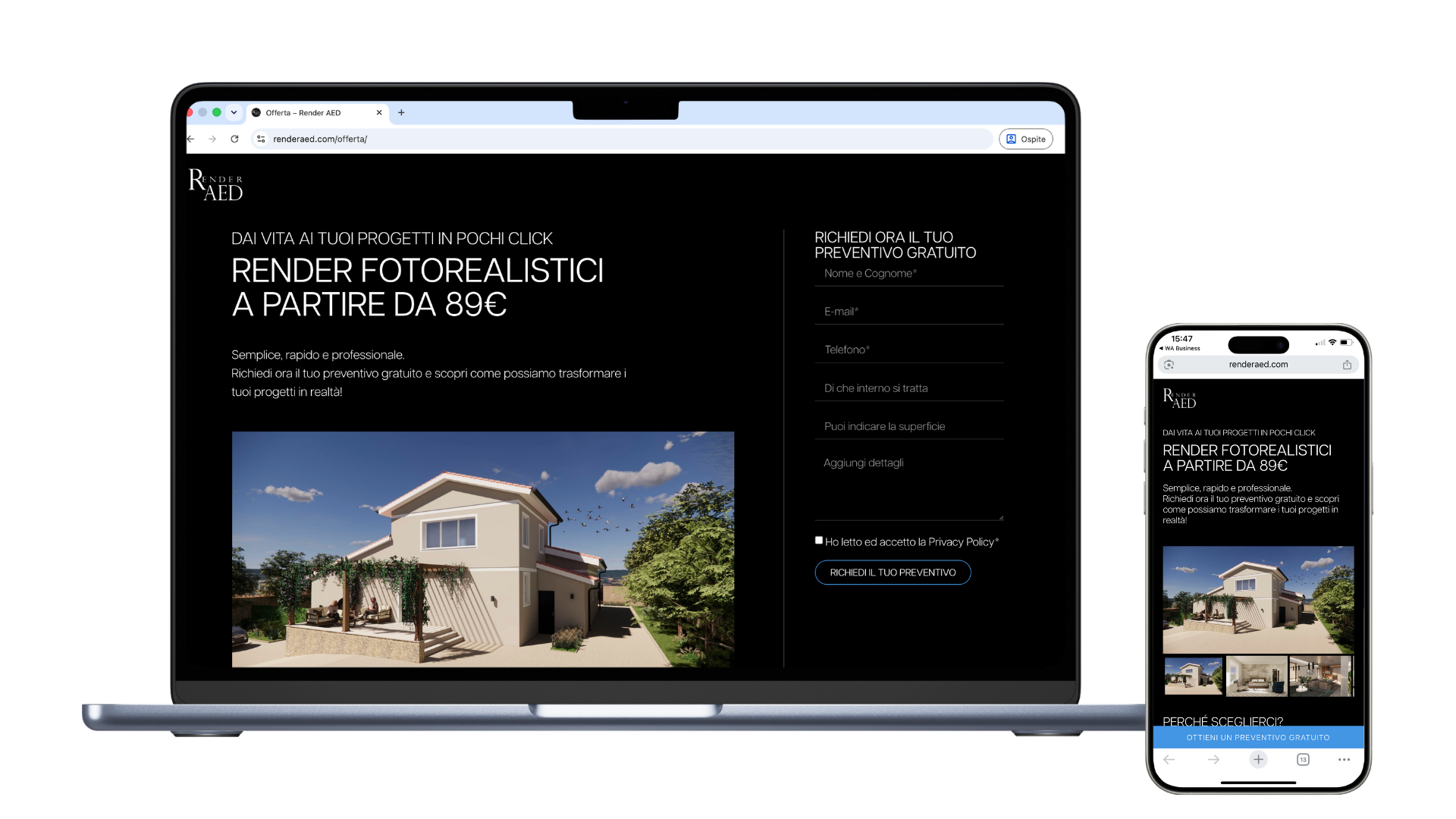 Render AED - 
menu
Progettazione di Render 3D